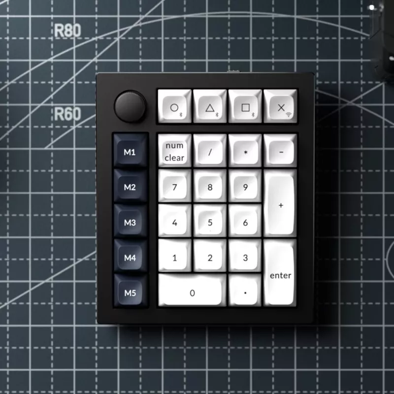Keychron Q0 Max QMK Gateron Jupiter Banana RGB bezvadu pielāgojama ciparu tastatūra, Shell White