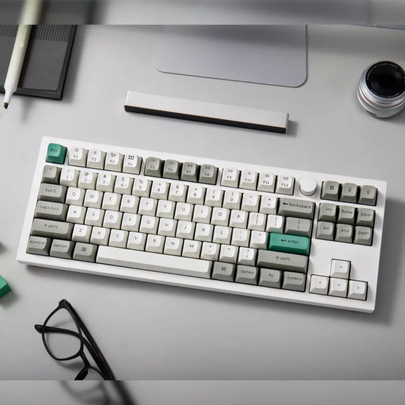 Keychron Q3 Max 80% pilnībā samontēta tastatūra ar pogu, sarkanie slēdži, Hot-Swap Gateron Jupiter RGB bezvadu tastatūra - Shell White