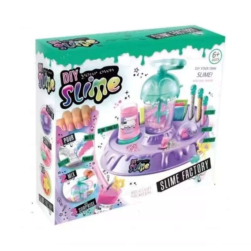 Kiddyz DIY Slime Factory: Liels komplekts ar mirdzumiem un figūriņām gļotu veidošanai