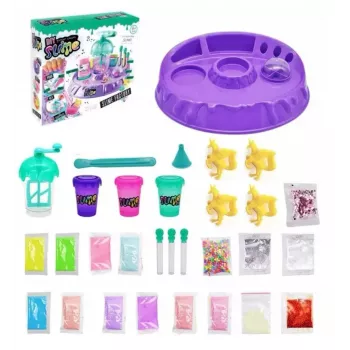 Kiddyz DIY Slime Factory: Liels komplekts ar mirdzumiem un figūriņām gļotu veidošanai