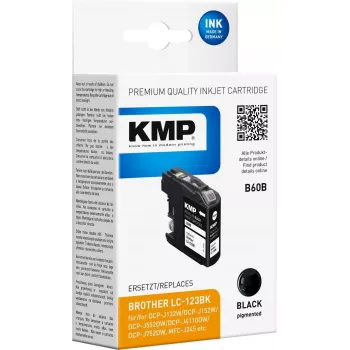 KMP B60B melnā tintes kasetne Brother LC-123BK (14,1 ml, saderīga) 1525,4001