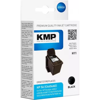KMP H11 saderīga tintes kasetne, melna, 19 ml, HP 56 C6656AE