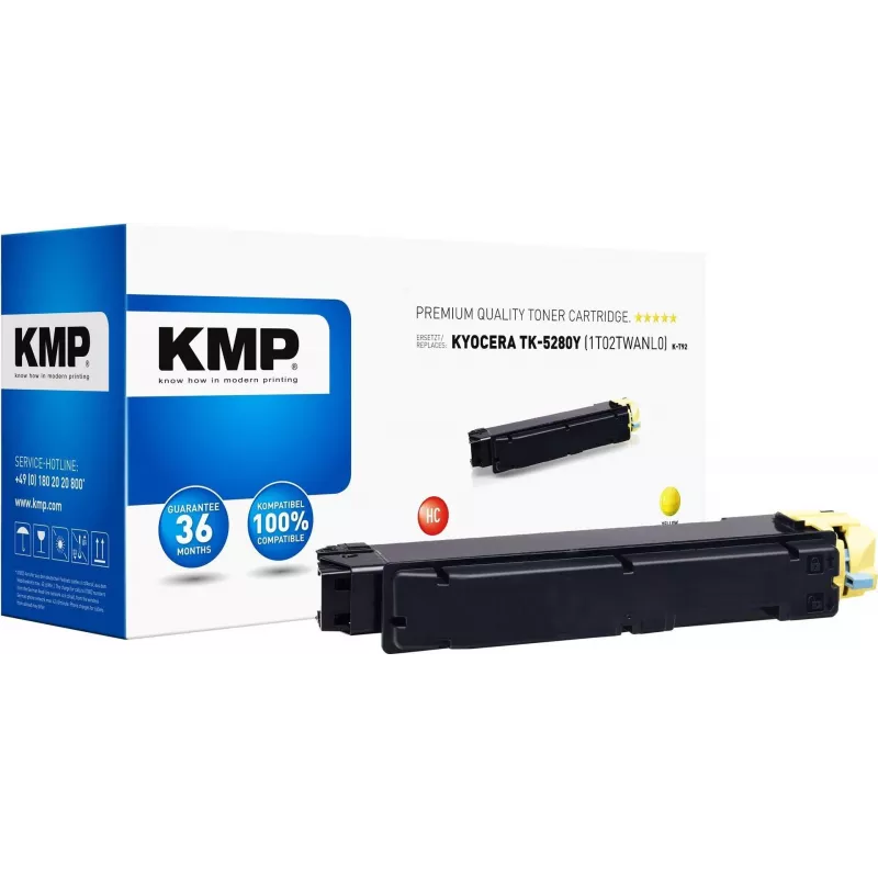 KMP K-T92 - 195 g - High Yield - Yellow - Compatible Toner Cartridge (Replaces Kyocera TK-5280Y) for Kyocera ECOSYS M6235cidn, M6235CIDN/KL3, M6635cidn, M6635CIDN/KL3, P6235cdn, P6235CDN/KL3