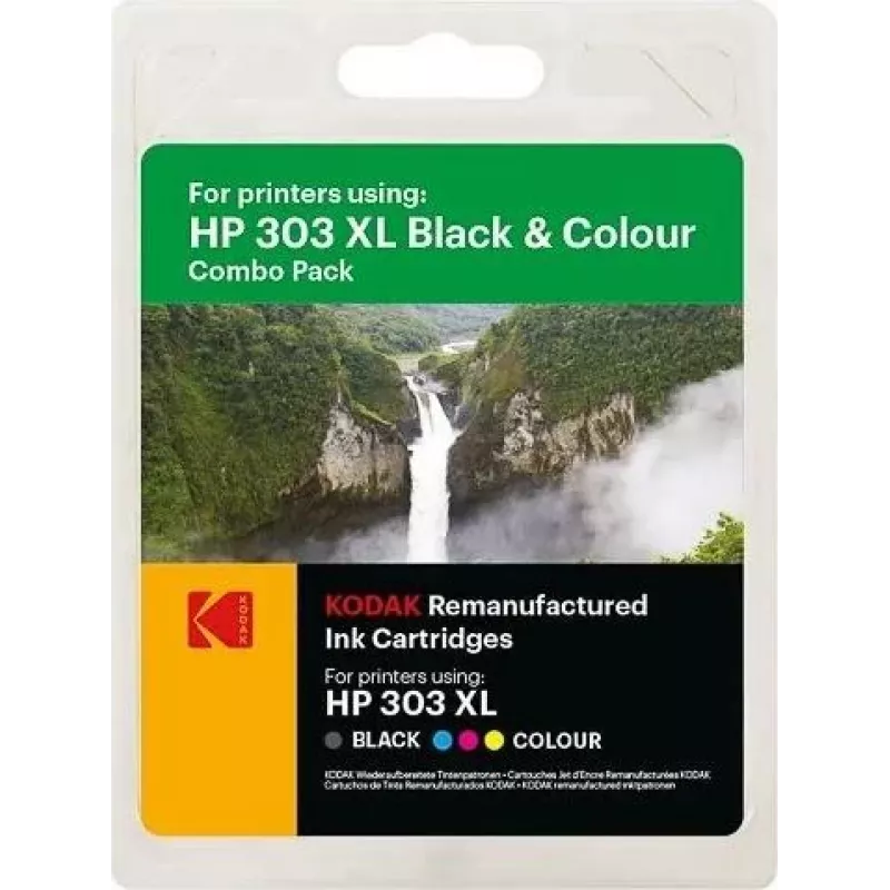KODAK HP 303XL divu kārtridžu komplekts (melns + trīskrāsu) HP ENVY Photo un Tango sērijai 185H030317