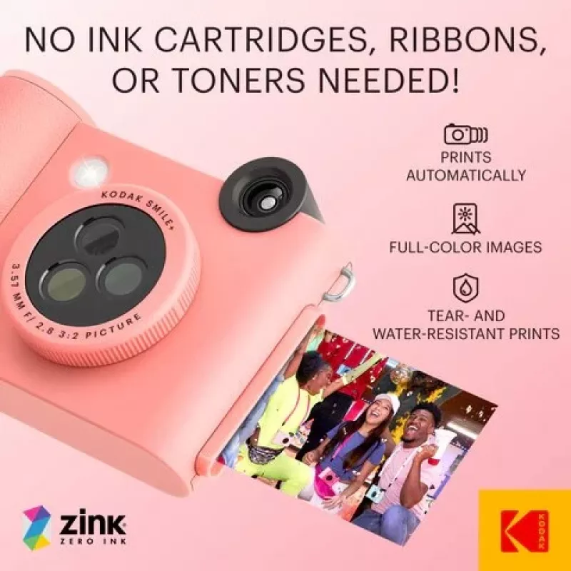 Kodak SMILE+ momentfoto kamera, 2x3 collas, rozā (SPEC)