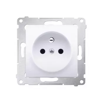 KONTAK-SIMON Simon 54 Premium vienvietīga kontaktligzda ar aizsargvāciņiem, atsperes spailēm, 16A 250V, balta