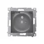KONTAK-SIMON Simon 54 Socket Module, Black, Single Type F Earthed Socket with Safety Shutters, Smoked Flap, IP44, Screw Terminals, 16A 250V