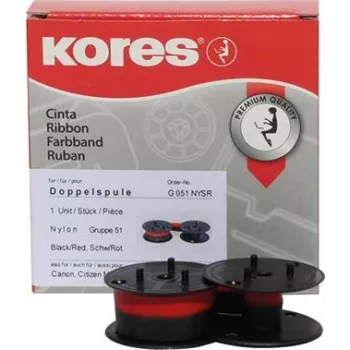 Kores G051NYSR 51. izmēra neilona kalkulatora lente, melna/sarkana, 13 mm x 4 m