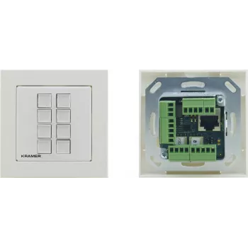 Kramer Electronics RC-208 Vadu vadības panelis ar 8 programmējamām pogām, RS-232/RS-485/Ethernet, balts