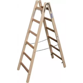 KRAUSE koka divpusējas sastatnes 2x6 pakāpieni, priede, 150 kg, EN 131 170088