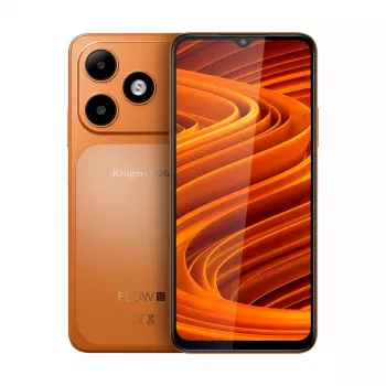 Kruger&Matz FLOW 12 6,52 collu 4G LTE Dual SIM viedtālrunis, 64GB, 4GB RAM, Android 12, 13MP trīskāršā kamera, 4000mAh, oranžs