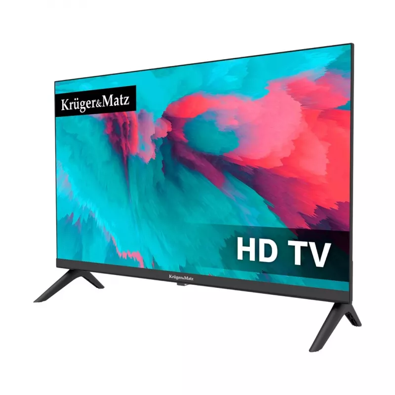 KRUGER & MATZ KM0224-T1 24 inch HD Ready LED TV ar DVB-T2 H.265/HEVC, 12V auto adapteri, 2x HDMI, USB PVR, viesnīcas režīmu