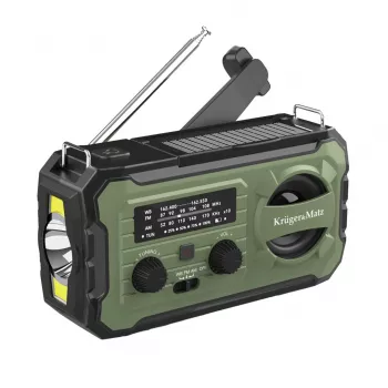 Kruger & Matz KM0837 Saules radio, pārnēsājams avārijas radio SOS, Power Bank 10000mAh, lukturis, dinamo