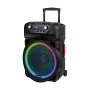 KRUGER & MATZ KM1718 60W pārnēsājama aktīvā PA skaņas sistēma ar diviem UHF bezvadu mikrofoniem, Bluetooth, USB, SD, FM, LED efektiem
