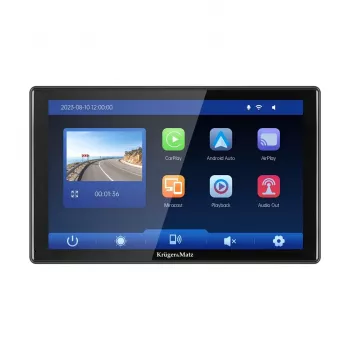 Kruger&Matz KM2022 9 inch Android Auto & Apple CarPlay Multimediju stacija ar DVR un aizmugures kameru