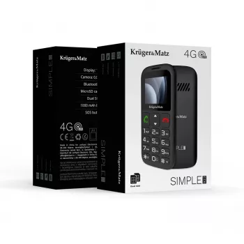 Kruger&Matz Simple 923 4G GSM mobilais tālrunis senioriem - melns