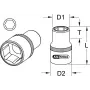 KS TOOLS 1 collas piedziņas 38mm īsā sešstūra uzmava, 6-punktu, hroma vanādija, DIN 3124 911.1038