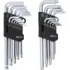 KS TOOLS 22 daļu sešstūra un TORX L-veida atslēgu komplekts ar lodveida galu un turētāju