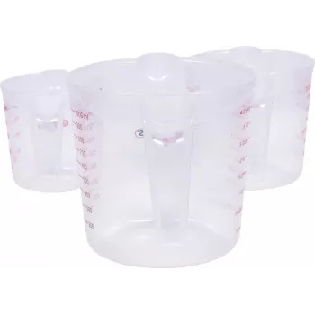 KS TOOLS 3 daļu mērglāžu komplekts, 250/500/1000 ml, caurspīdīgs PP ar zilu skalu, drošs pārtikai, mazgājams trauku mazgājamajā mašīnā, ievietojams 150.9205