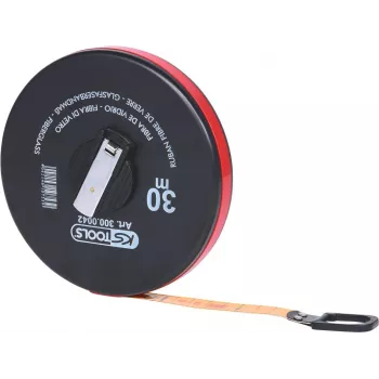 KS TOOLS 300.0042 30m stikla šķiedras mērlente ar slēgtu spoli un rokas kloķi