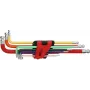 KS TOOLS 9 gabalu īpaši gara sešstūra uzgriežņu atslēgu komplekts ar lodveida galu, 1,5-10 mm, hroma vanādija tērauds, matēts hromēts, DIN ISO 2936, ERGOTORQUEplus 151.3222
