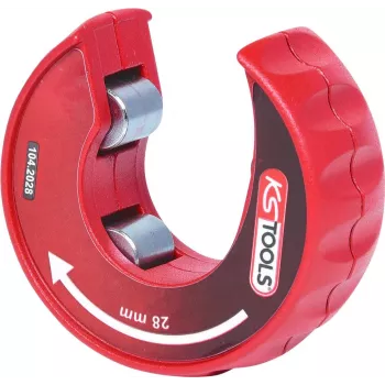 KS TOOLS fiksējošais vara cauruļu griezējs 3-28 mm, ātrās atbrīvošanas, sarkans/melns (104.2028)