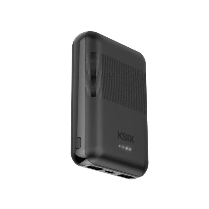 KSIX Powerbank Mini 10000mAh 10W ar kabeli USB-A USB-C Melns