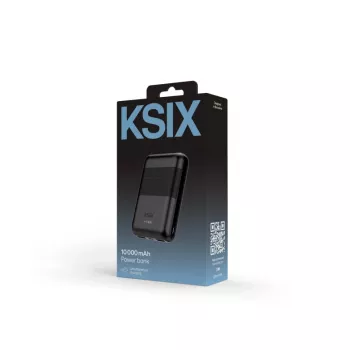 KSIX Powerbank Mini 10000mAh 10W ar kabeli USB-A USB-C Melns