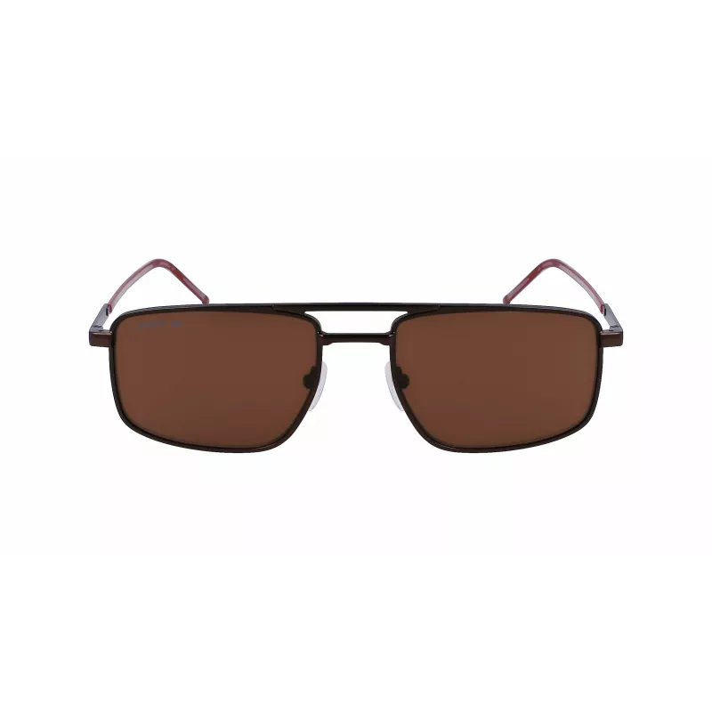 Lacoste L255S-5619201 Vīriešu taisnstūra saulesbrilles - Havana/Bruņurupuča rāmis, zaļas lēcas, 56/19/145 mm