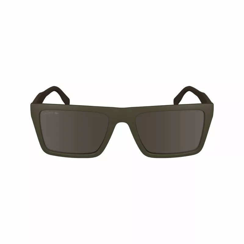 Lacoste L6009S-275 Vīriešu taisnstūra saulesbrilles - Havana acetāta rāmis, brūnas polikarbonāta lēcas, UV400 aizsardzība