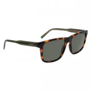 Lacoste L6025S-214 Vīriešu taisnstūra saulesbrilles - Havana/Pelēks - 56/17/145 mm