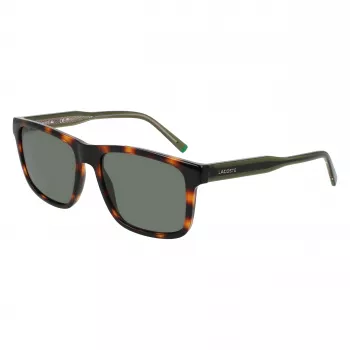 Lacoste L6025S-214 Vīriešu taisnstūra saulesbrilles - Havana/Pelēks - 56/17/145 mm