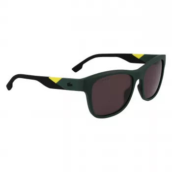 Lacoste L6043S-301 Vīriešu taisnstūra saulesbrilles - Zaļš rāmis, Pelēkas lēcas, 56/18/145 mm