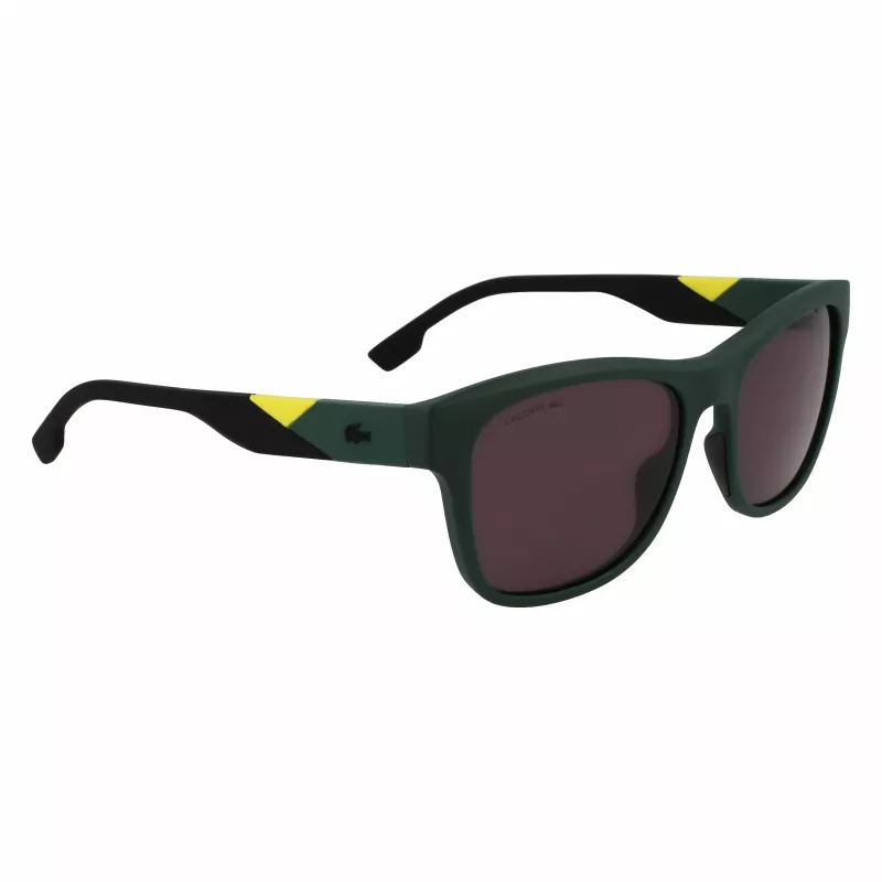 Lacoste L6043S-301 Vīriešu taisnstūra saulesbrilles - Zaļš rāmis, Pelēkas lēcas, 56/18/145 mm
