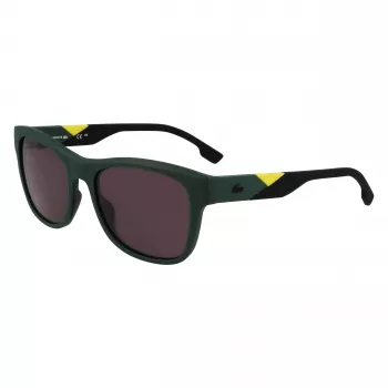 Lacoste L6043S-301 Vīriešu taisnstūra saulesbrilles - Zaļš rāmis, Pelēkas lēcas, 56/18/145 mm