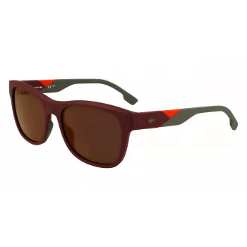 LACOSTE L6043S-601 Vīriešu taisnstūra saulesbrilles - Melns rāmis, pelēkas lēcas 56/18/145 mm