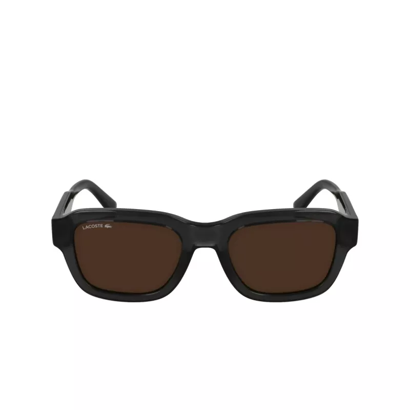 Lacoste L6048S-035 Saulesbrilles Vīriešu Taisnstūra Acetāta Rāmis Tumši Pelēka Lēca Pelēka 51mm