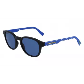 LACOSTE L968SX-002 Unisex saulesbrilles, melns rāmis, pelēkas lēcas, 51 mm