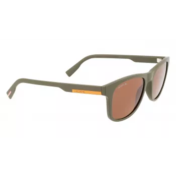 LACOSTE L969S-5420317 Unisex taisnstūra saulesbrilles - Melns rāmis, pelēkas lēcas 54/20/145 mm