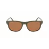 LACOSTE L969S-5420317 Unisex taisnstūra saulesbrilles - Melns rāmis, pelēkas lēcas 54/20/145 mm
