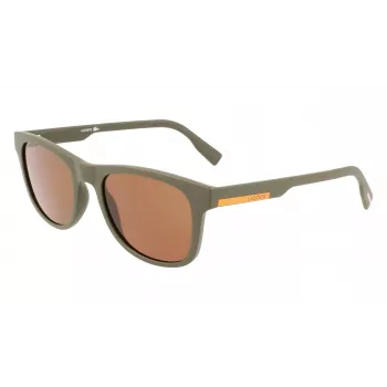 LACOSTE L969S-5420317 Unisex taisnstūra saulesbrilles - Melns rāmis, pelēkas lēcas 54/20/145 mm