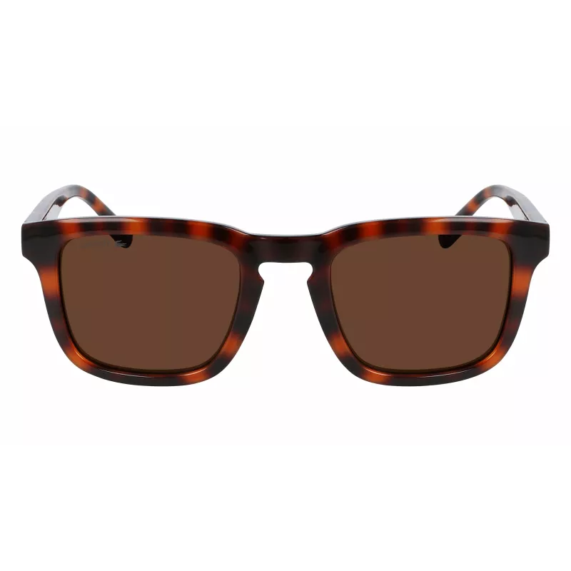 Lacoste vīriešu taisnstūra saulesbrilles L951SRG-214 Havana acetāts zaļa polikarbonāta lēca 52/22/145 mm
