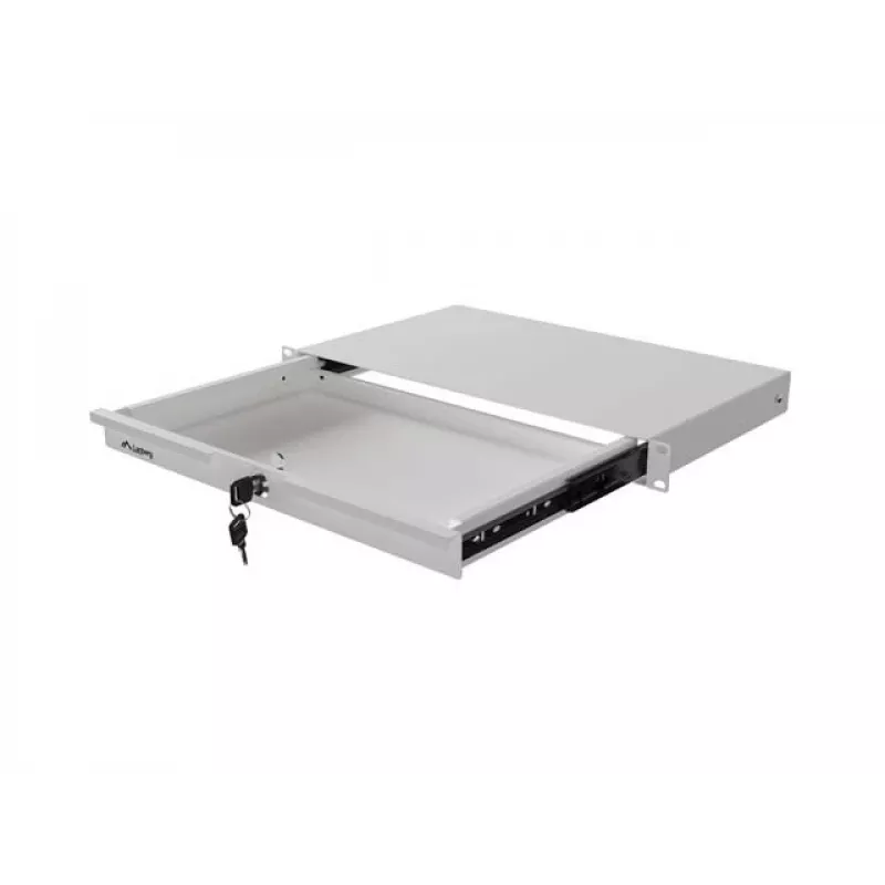 LANBERG 1U 19 collu bīdāma atvilktne 270mm dziļums Pelēka (30kg ietilpība)
