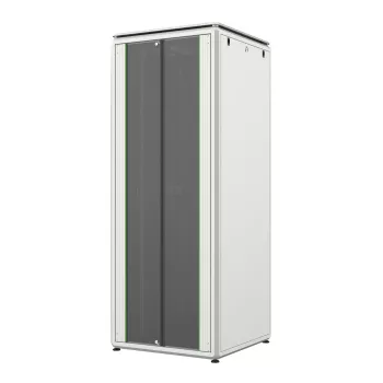 LANVIEW 19 collu 42U servera skapis 800x800mm, pelēks (RAL 7035), stikla durvis