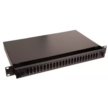 Lanview LVO231552 19 collu 1U 24 portu optisko šķiedru komutācijas panelis SC Duplex/LC Quad, montāža statīvā, melns