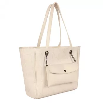 Laura Ashley Sieviešu Krēmkrāsas Stepēta Mākslīgās Ādas Plecu Soma - Relief Q LTD CRM (30x30x10 cm)