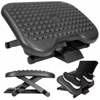 LEAN regulējams ergonomisks kāju balsts ar 3 līmeņu masāžas izciļņiem, melns