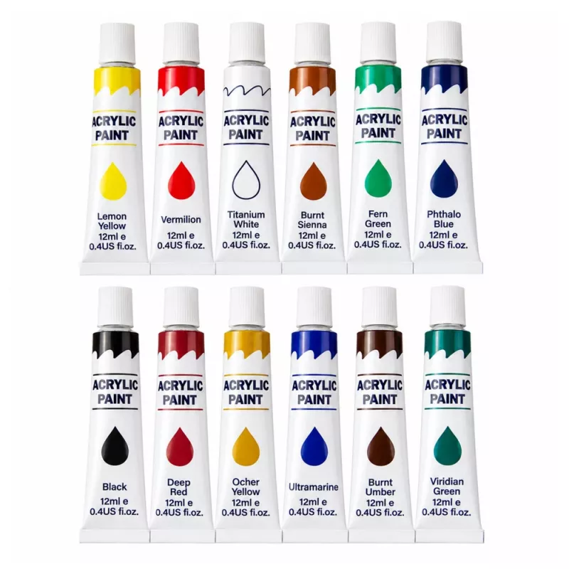 LEAN Māksliniecisko akrila krāsu komplekts 24 krāsas 12 ml