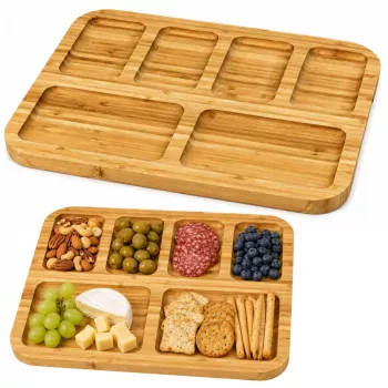 LEAN Bamboo Board Platter with Compartments for Serving Tray 36 x 28cm