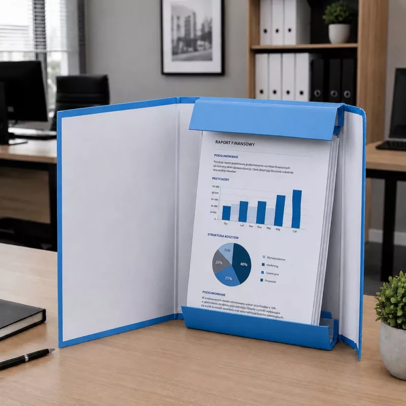 LEAN Blue A4 Office Folder ar Elastīgo Lenti, 4,5 cm Muguriņa, Laminēts Kartons, 450 Lapu Ietilpība